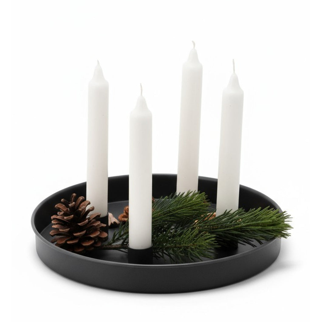 Kerzenteller Metall Schwarz Weiß od. Gold modern Adventskranz rund Weihnachtsdekoration
