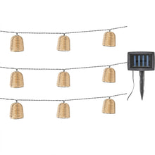 Lade das Bild in den Galerie-Viewer, LED Solar Lichterkette Boho 360 cm 10 Leds IP44 Outdoor Beleuchtung Beige Schwarz
