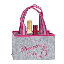 Lade das Bild in den Galerie-Viewer, Filztasche Tragetasche Prosecco to go Grau Pin kFilz Tasche Flaschentasche Flaschenträger
