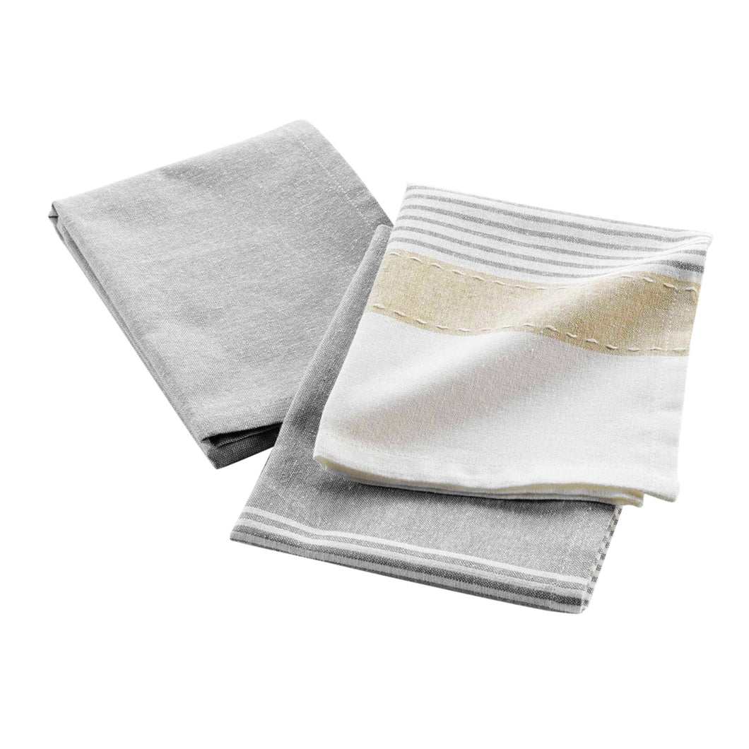 Geschirrtuch 2er Set Beige Grau moder Abtrockentuch Küchentuch