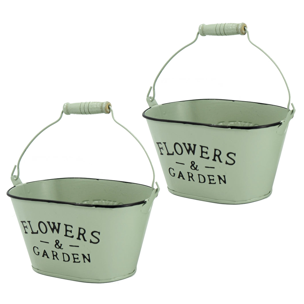 2er Set Pflanztopf Zink Flowers & Garden Mintgrün