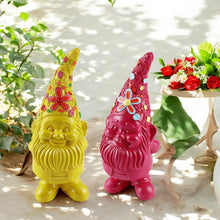 Lade das Bild in den Galerie-Viewer, Dekozwerg Flower Power Gelb oder Pink 20 cm Zwerg Gartenzwerg Polyresin Dekofigur
