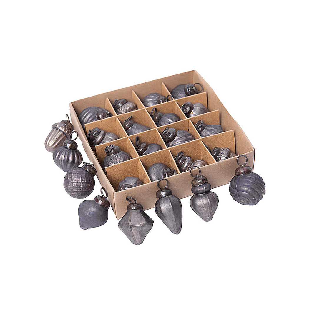 16er Set Weihnachtsbaumkugeln klein 3,5 cm Antik Silber, Gold oder Grün Vintage Christbaumschmuck Weihnachtsdeko