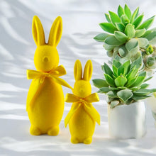 Lade das Bild in den Galerie-Viewer, 2er Set Dekohasen mit Schleife Gelb Polyfoam Hasenfigur Osterdekoration Deko Ostern modern
