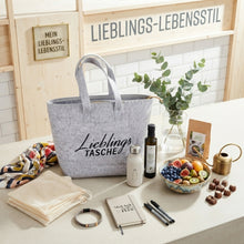 Lade das Bild in den Galerie-Viewer, Filztasche Lieblingstasche Hellgrau 45 cm Filz Tasche Grau Einkaufstasche

