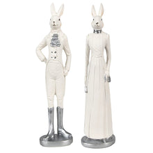 Lade das Bild in den Galerie-Viewer, Dekofigur Osterhase männlich od. weiblich Osterdekoration Weiß Polyresin Hasenfigur Hase

