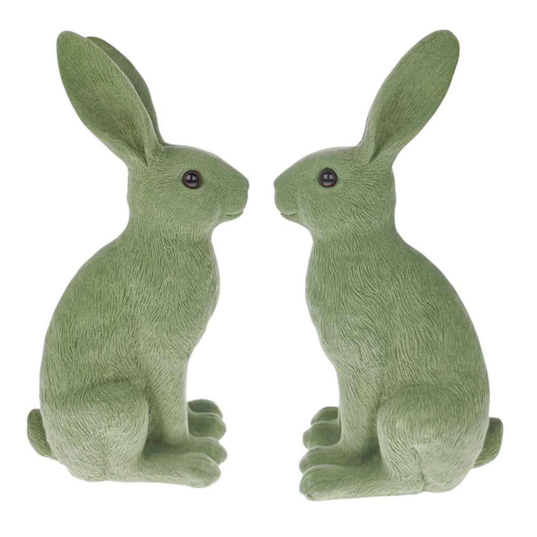 2er Set Dekohasen Grün 26 cm Polyresin modern Hase Osterhase Osterdekoration Deko Ostern