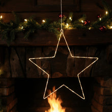 Lade das Bild in den Galerie-Viewer, LED Stern 40 cm Metall weiß Weihnachtsdeko Dekostern modern Timer
