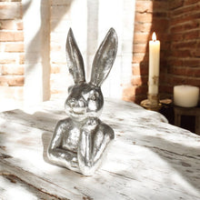 Lade das Bild in den Galerie-Viewer, Hasenbüste Silber modern Dekohase Osterhase Hase Ostern Dekofigur
