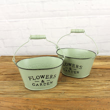 Lade das Bild in den Galerie-Viewer, 2er Set Pflanztopf Zink Flowers &amp; Garden Mintgrün
