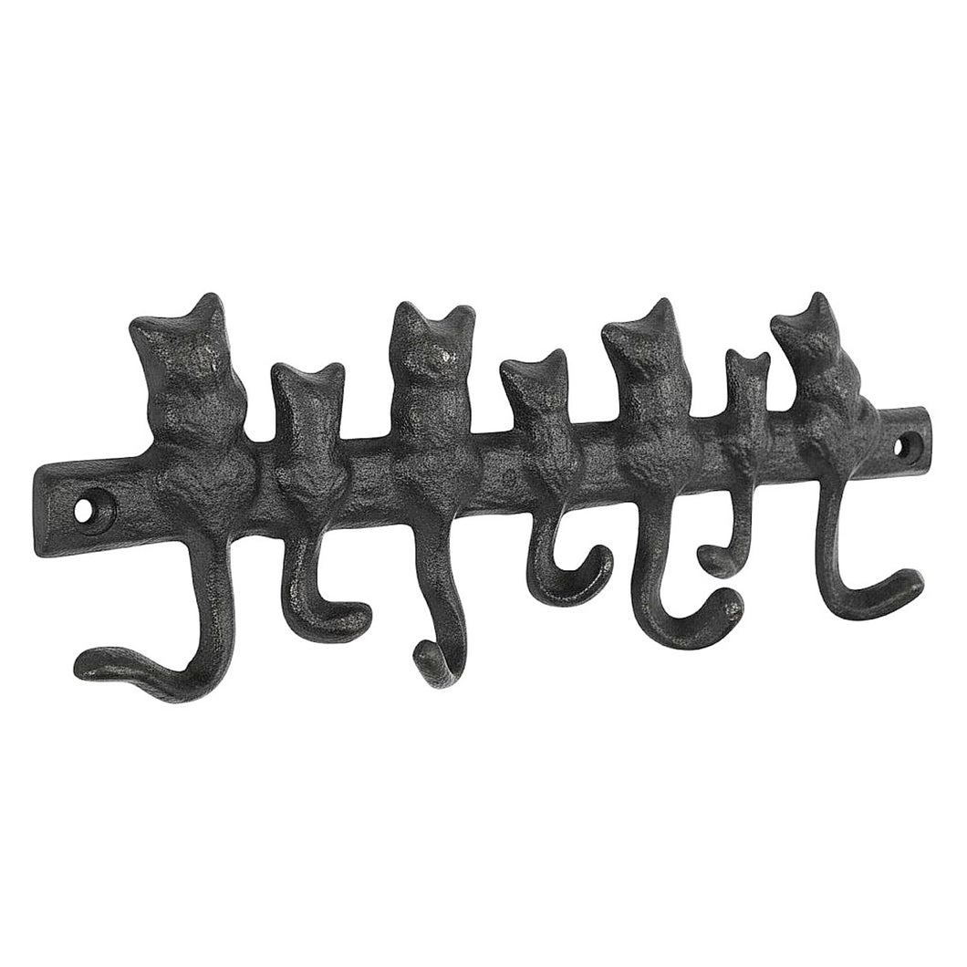Hakenleiste Katzen 25 cm Dekohaken Wandhaken Haken Gusseisen Dunkelrost