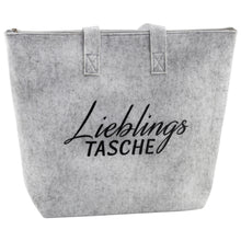 Lade das Bild in den Galerie-Viewer, Filztasche Lieblingstasche Hellgrau 45 cm Filz Tasche Grau Einkaufstasche

