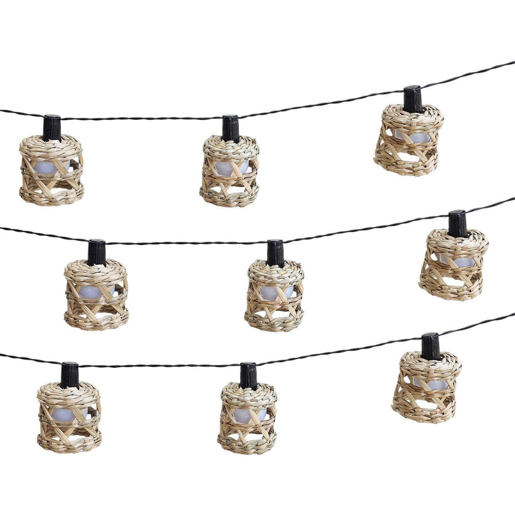LED Lichterkette Rattan Laterne Boho Gartenbeleuchtung Dekolicht Garten Beleuchtung