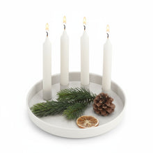 Lade das Bild in den Galerie-Viewer, Kerzenteller Metall Schwarz Weiß od. Gold modern Adventskranz rund Weihnachtsdekoration
