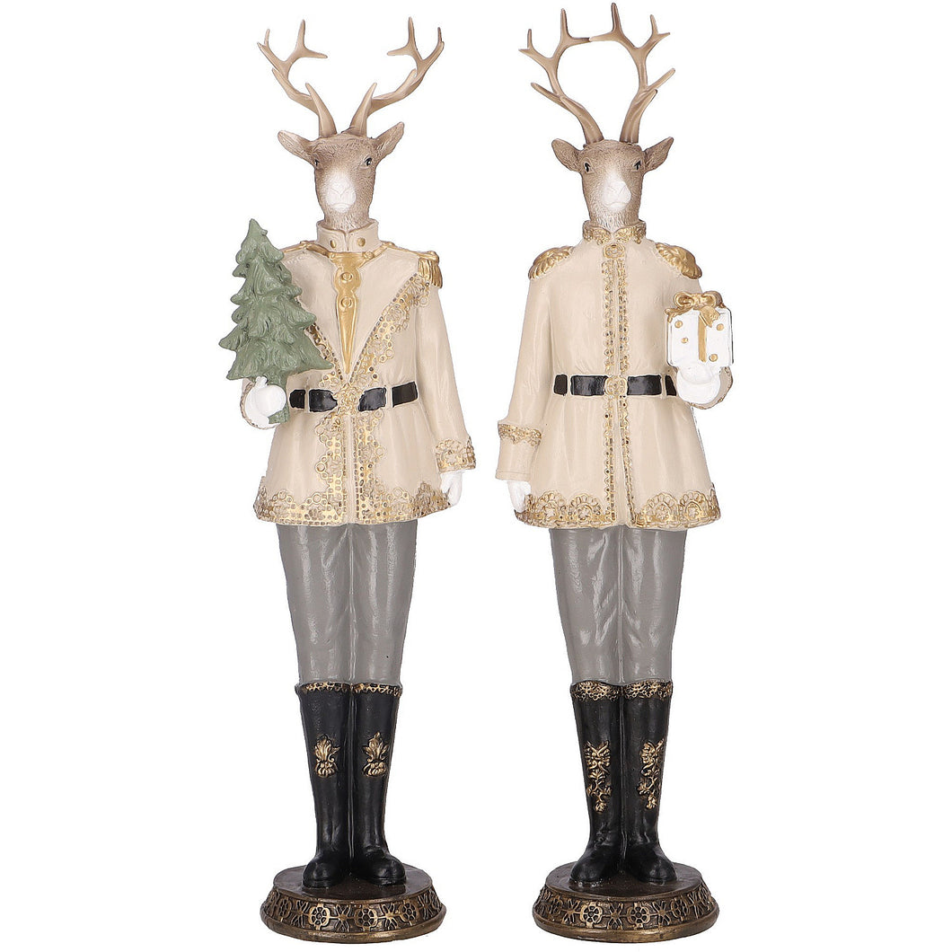 Dekofigur Hirsch Tanne od. Geschenk Weihnachtsdeko Figur Weihnachten Dekohirsch modern Polyresin 39 cm