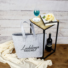 Lade das Bild in den Galerie-Viewer, Filztasche Lieblingstasche Hellgrau 45 cm Filz Tasche Grau Einkaufstasche
