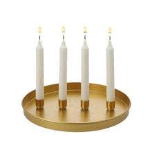 Lade das Bild in den Galerie-Viewer, Kerzenteller Metall Schwarz Weiß od. Gold modern Adventskranz rund Weihnachtsdekoration
