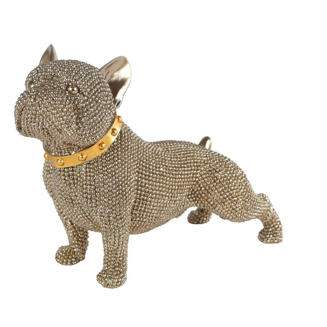 Dekofigur Hund Gold Glitzer 22 cm modern Polystone Dekohund