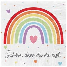 Lade das Bild in den Galerie-Viewer, 40 Stk. Papierservietten Schön das du da bist Regenbogen bunt Papier 3 lagig Servietten Kinder Geburtstag
