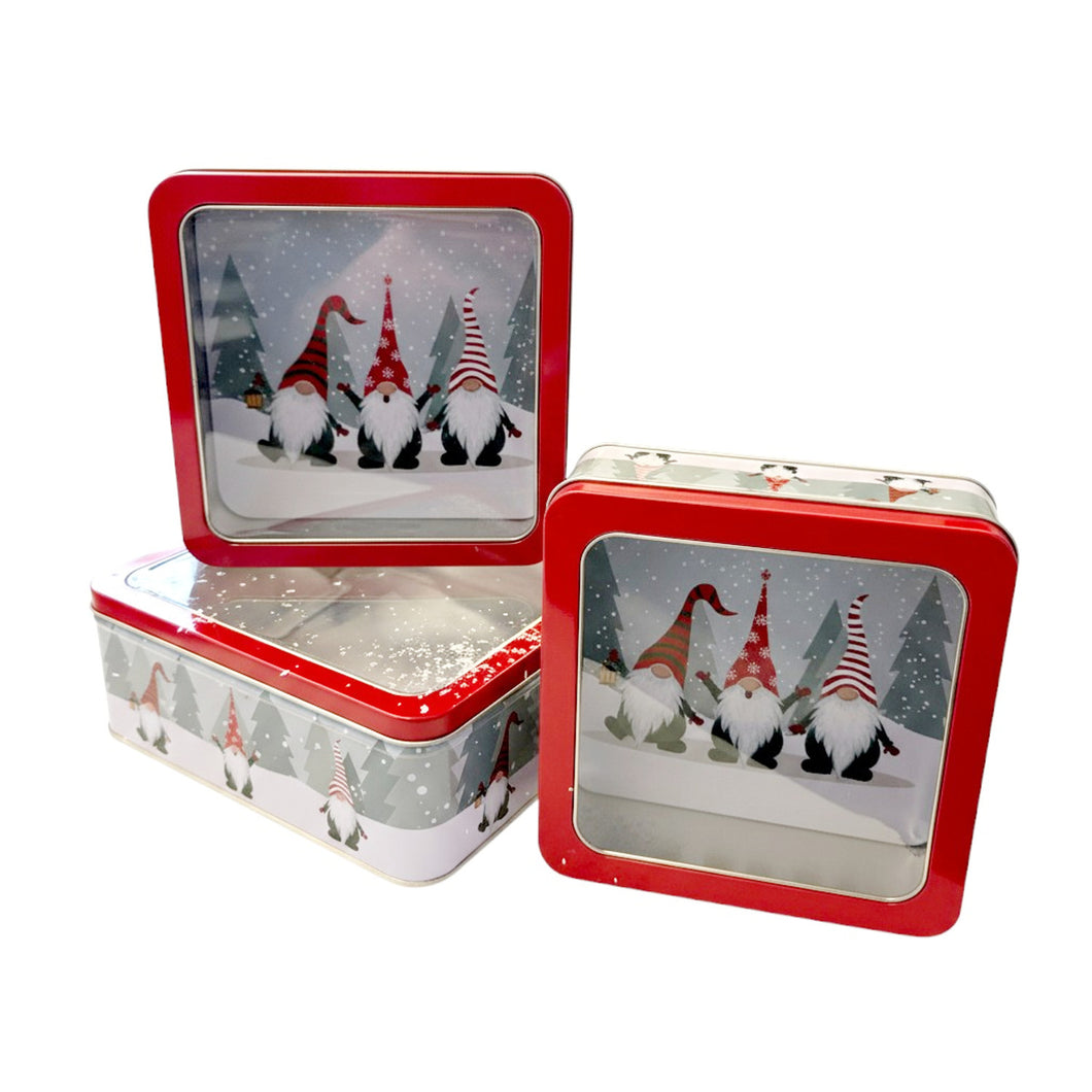 3er Set Gebäckdose Metall Weihnachten Rot Grau Plätzchendose Keksdose