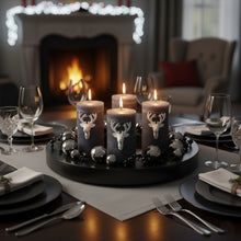 Lade das Bild in den Galerie-Viewer, 4er Set Kerzenstecker Hirsch Weiß Metall Stabkerzen Verzierung Kerzenpiekser
