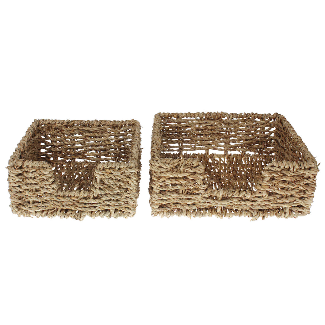 2er Set Serviettenkorb Naturfasern braun Serviettenhalter modern Serviettenaufbewahrung