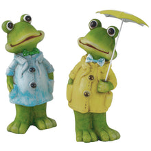 Lade das Bild in den Galerie-Viewer, 2er Set Dekofigur Frosch Grün bunt 20 cm Gartendeko Tierfigur Keramik
