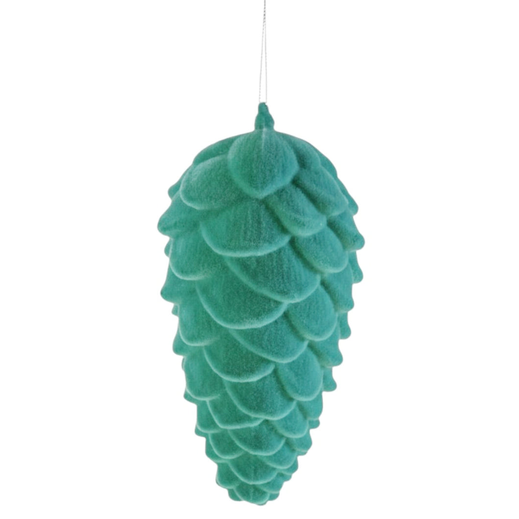 Deko Tannenzapfen 20 cm Grün modern Kunststoff beflockt Zapfen Weihnachtsdeko Dekozapfen