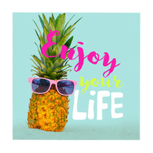 Lade das Bild in den Galerie-Viewer, 40er Set Servietten Papier Ananas Enjoy your life Papierservietten Einwegservietten Türkis bunt
