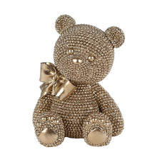 Lade das Bild in den Galerie-Viewer, Dekofigur Teddy Gold Glitzer 13 cm modern Polystone Dekobär Teddybär
