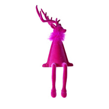 Lade das Bild in den Galerie-Viewer, Kantenhocker Hirsch Pink 26 cm modern Dekohirsch Weihnachtsdekoration Dekoration Weihnachten

