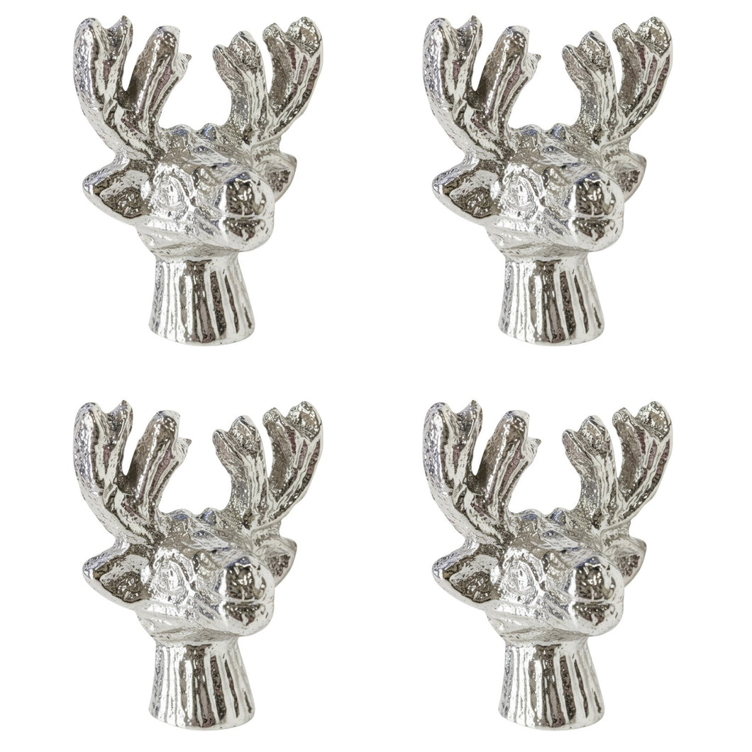 4er Set Kerzenstecker Rentier Silber Alu Stabkerzen Verzierung Kerzenpiekser