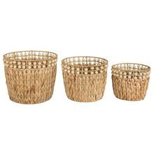 Lade das Bild in den Galerie-Viewer, 3er Set Aufbewahrungskorb Naturfasern Braun Übertopf modern Korbset Dekokorb
