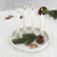 Lade das Bild in den Galerie-Viewer, Kerzenteller Metall Schwarz Weiß od. Gold modern Adventskranz rund Weihnachtsdekoration
