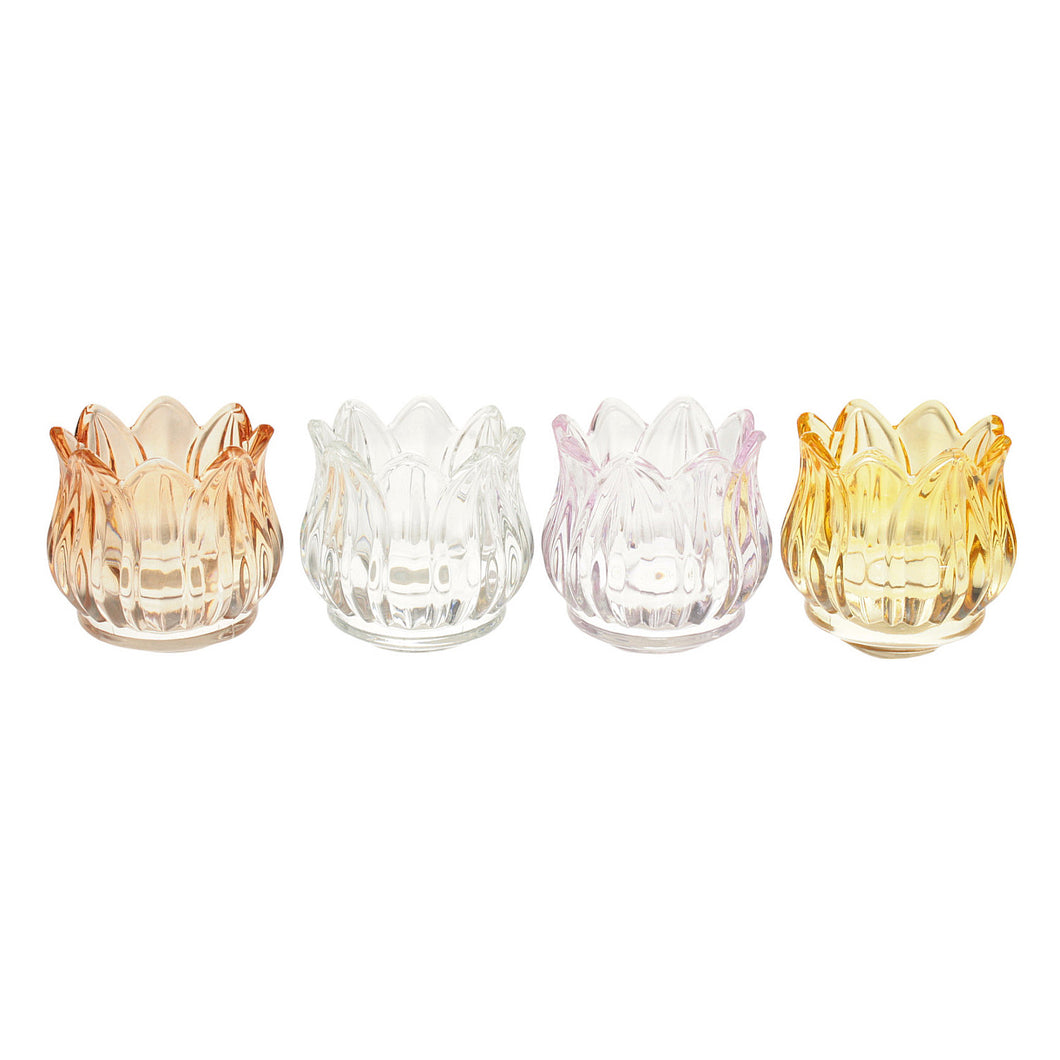 4er Set Windlicht Glas Tulpe Dekowindlicht Glaswindlicht Teelichthalter