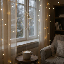 Lade das Bild in den Galerie-Viewer, LED Stern 40 cm Metall weiß Weihnachtsdeko Dekostern modern Timer
