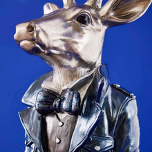 Lade das Bild in den Galerie-Viewer, Hirschbüste Silber Blau 32 cm modern Dekohirsch Hirsch Deko Dekofigur
