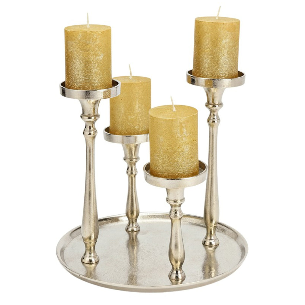 Adventskranz Silber modern 29 cm Tischdeko Weihnachten silberfarben