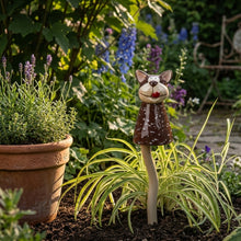 Lade das Bild in den Galerie-Viewer, Klang Gartenstecker Hund Keramik Braun Beige 30 cm Beetstecker Gartendeko Dekoration Garten Beet
