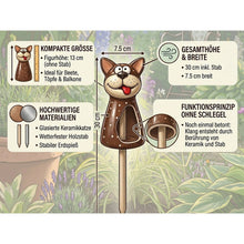 Lade das Bild in den Galerie-Viewer, Klang Gartenstecker Hund Keramik Braun Beige 30 cm Beetstecker Gartendeko Dekoration Garten Beet
