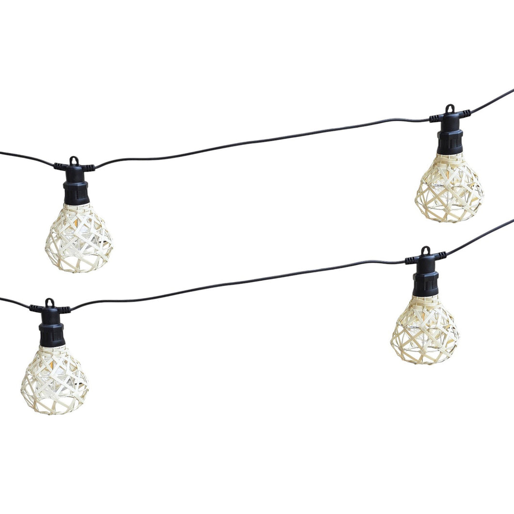 LED Lichterkette Rattan Boho Gartenbeleuchtung Dekolicht Garten Beleuchtung