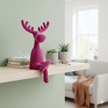 Lade das Bild in den Galerie-Viewer, Kantenhocker Rentier Fuchsia, Grau, Orange oder Pink 20 cm modern Dekorentier Weihnachtsdekoration Dekoration Weihnachten
