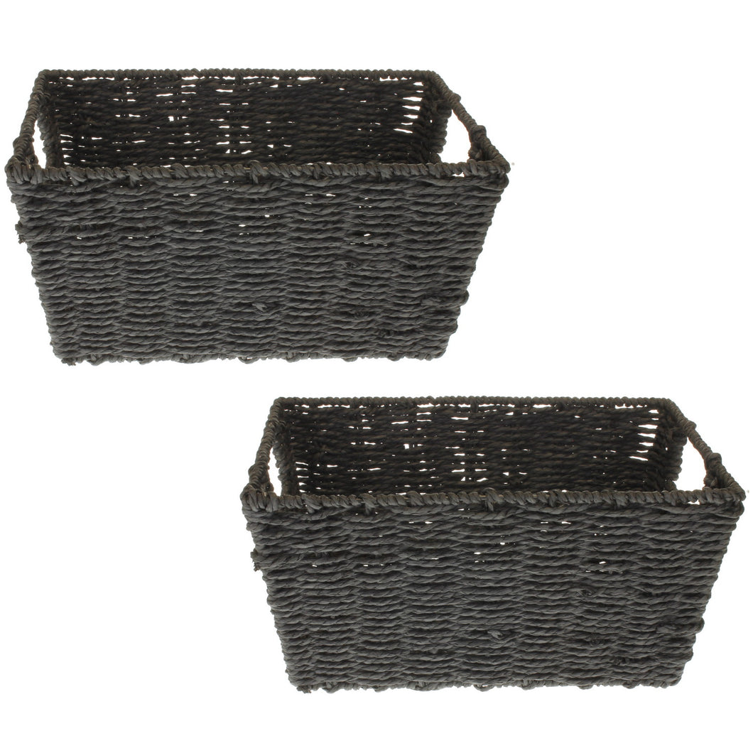 2er Set Korb rechteckig Schwarz Matt Dekokorb Bastkorb modern Korbset