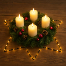 Lade das Bild in den Galerie-Viewer, LED Stern 40 cm Metall schwarz Weihnachtsdeko Dekostern modern Timer
