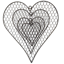 Lade das Bild in den Galerie-Viewer, 4er Set Dekoherzen Metall Braun Landhaus Drahtherzen Dekohänger Herz
