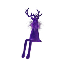 Lade das Bild in den Galerie-Viewer, Kantenhocker Hirsch Lila 26 cm modern Dekohirsch Weihnachtsdekoration Dekoration Weihnachten
