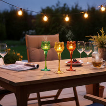 Lade das Bild in den Galerie-Viewer, 3er Set Teelichthalter Tulpe Grün Gelb Orange Windlich Deko Kerzenhalter

