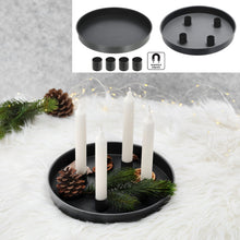 Lade das Bild in den Galerie-Viewer, Kerzenteller Metall Schwarz Weiß od. Gold modern Adventskranz rund Weihnachtsdekoration
