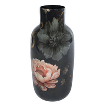 Lade das Bild in den Galerie-Viewer, Dekovase Schwarz Floral Metall 25 cm Vase Blumenvase
