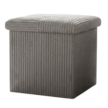 Lade das Bild in den Galerie-Viewer, Aufbewahrungshocker faltbar Grau 38 cm Cord Deko Hocker Sitzwürfel
